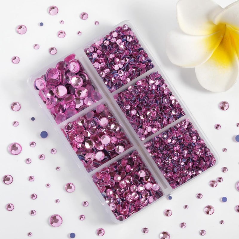 BEADSLAND Hotfix Rhinestones 3960pcs, Pink Rhinestone for Clothes, Hot Fix Crystals Rhinestones with Tweezers and Wax Pencil Kit,Mixed 5 Sizes, SS6-SS30, Dark Pink - Image 2